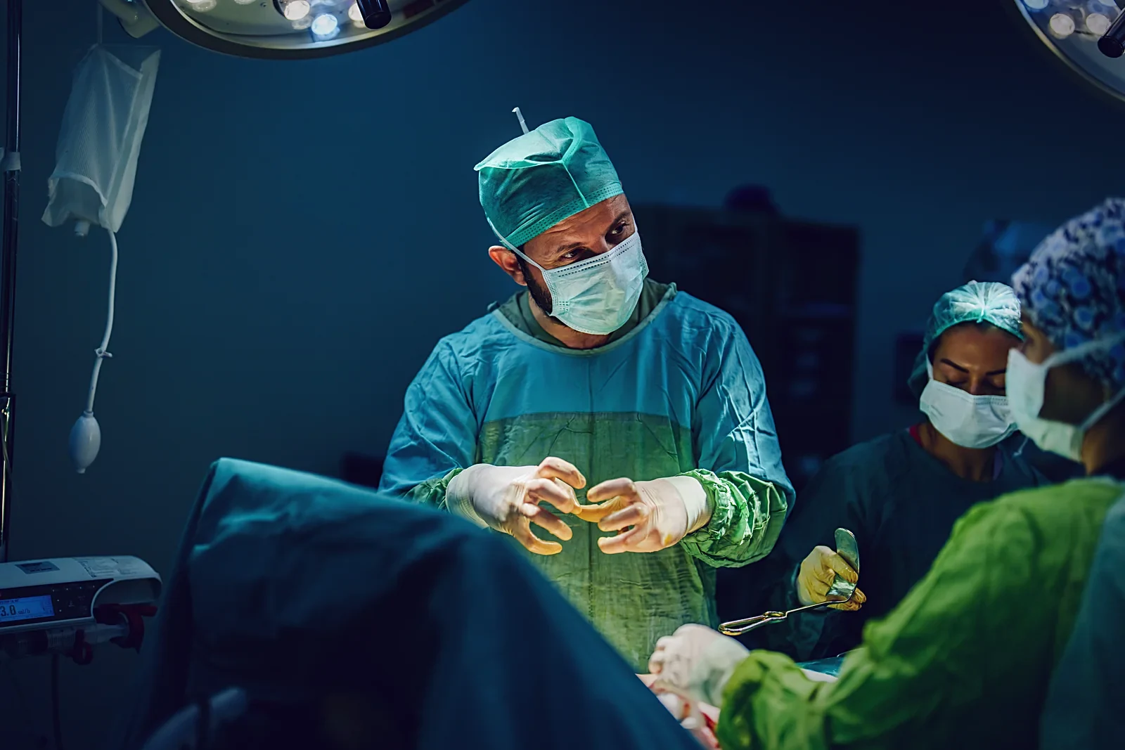 A surgical team at work during a procedure
